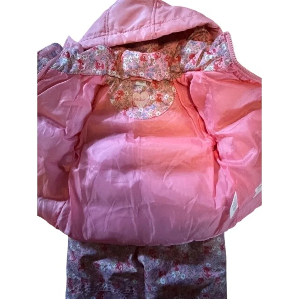 Oshkosh Baby‎ Girls Pink Floral Puffer Winter Snowsuit Jacket Pants Set 12M
